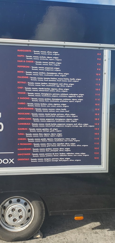 pizza box menu, St. Martin, SXM