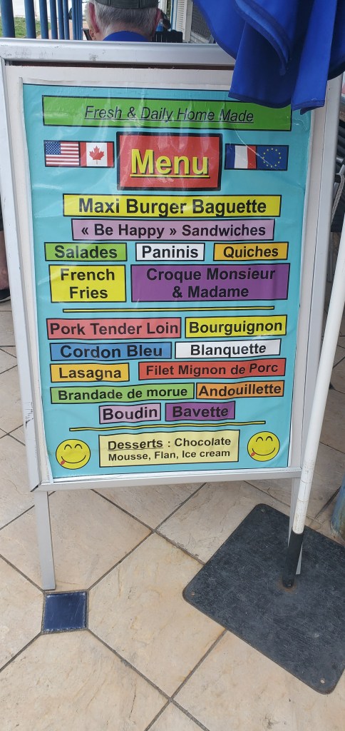 Menu at le Sous-marin, St. Martin SXM