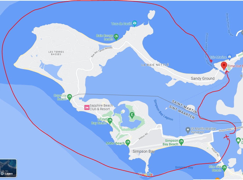 Map of Simpson Bay lagoon