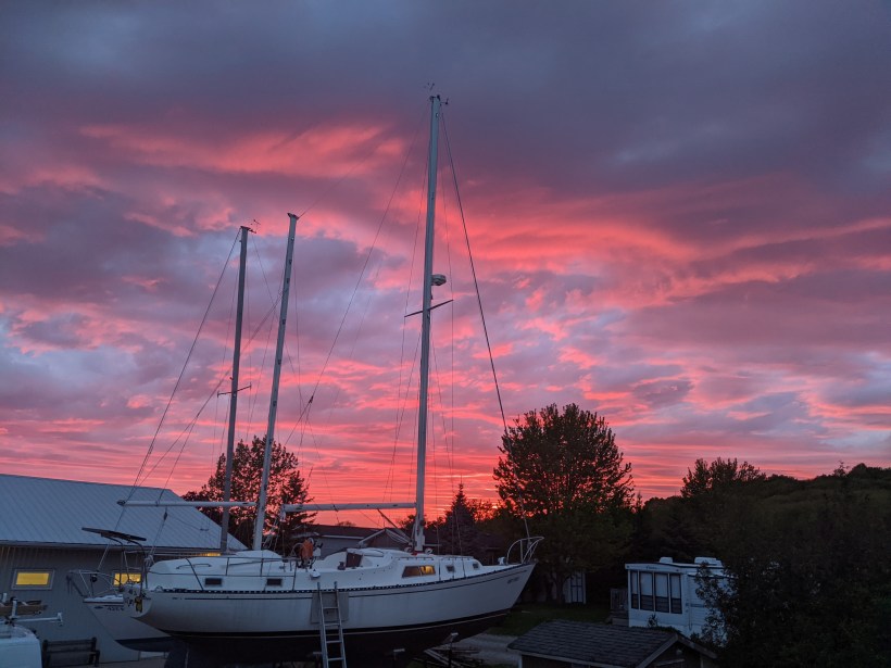 Sunset in marina in Goderich