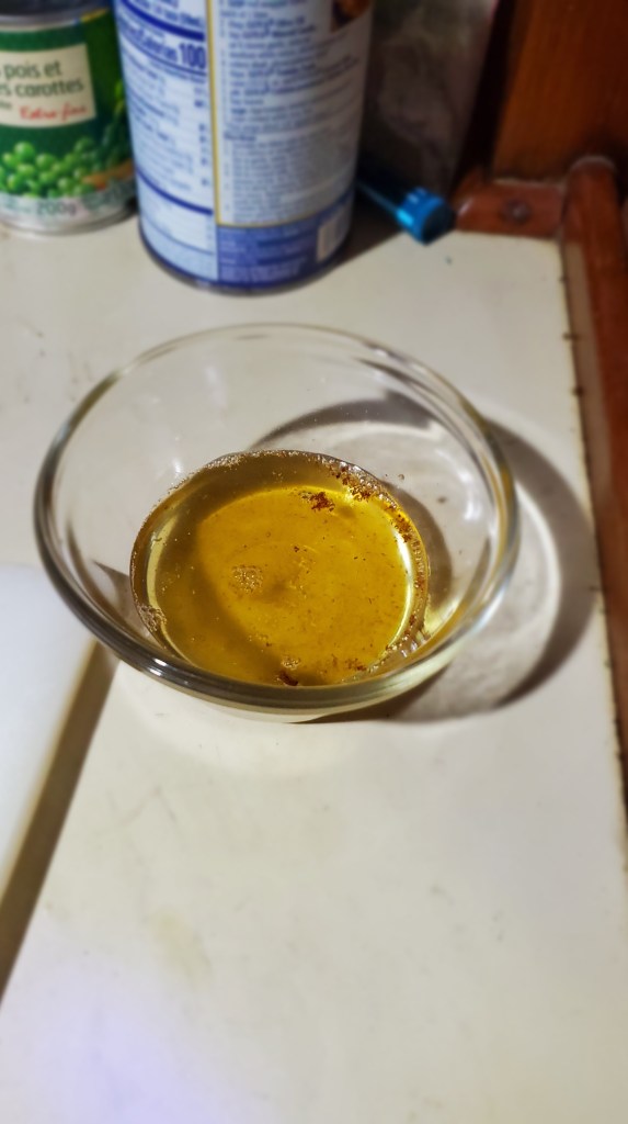 Rendered duck fat in a bowl